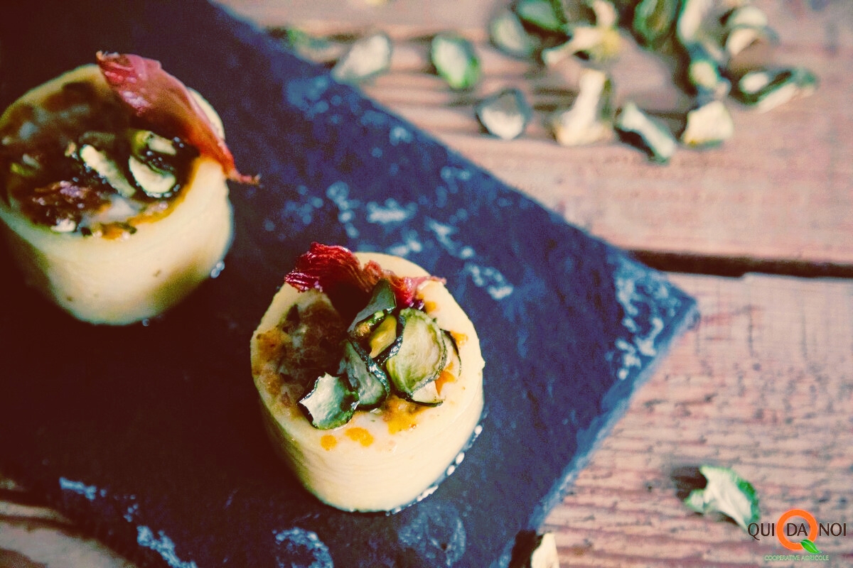 Cestini di Polenta con Zucchine e Speck Croccante