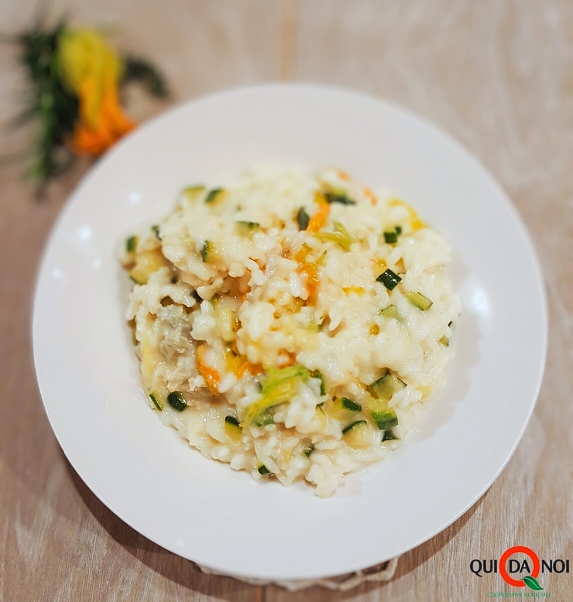 Risotto con Zucchine, Fiori di Zucca e Gorgonzola DOP