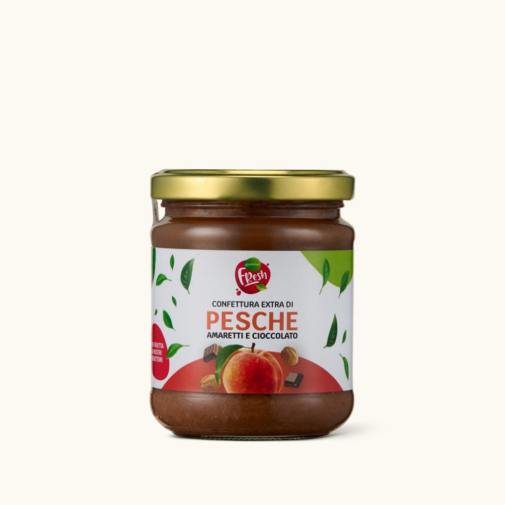 Immagine di Confettura Extra di Pesche, Amaretti e Cioccolato Dessert del Piemonte 185g