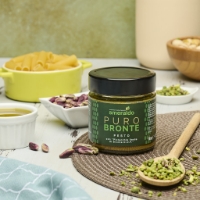 Pesto di Pistacchio Verde Di Bronte Dop 70%, frontale next cucchiaio in legno