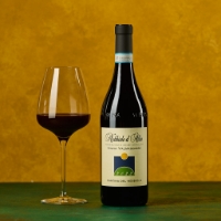 Nebbiolo Alaba Valmaggiore, vista frontale con sfondi giallo e verde