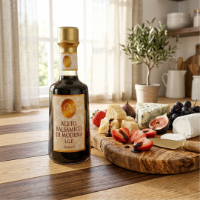Na Aceto Balsamico di Modena IGP su tavola con TAGLIERE