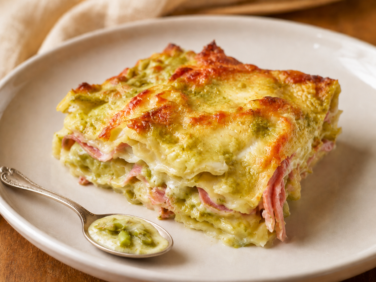 Lasagne alla Crema di Asparagi e Prosciutto Cotto